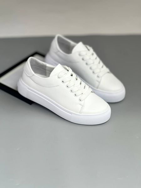 Белые базовые женские кеды из натуральной кожи marise-564-23.5 фото