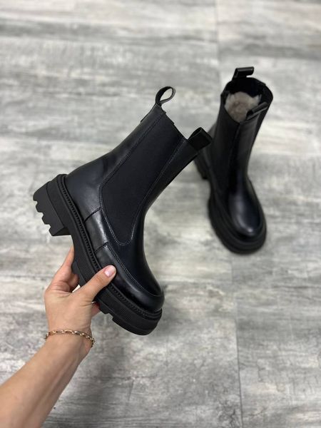 Челси женские кожаные зимние зимние черного цвета -Marise 480-23 фото