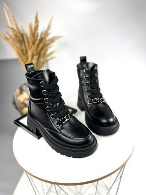 Черевики жіночі зимові шкіряні чорного кольору -Marise 385- фото