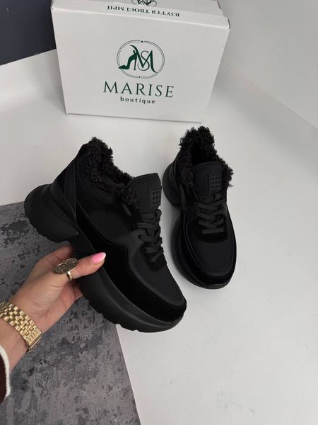 Жіночі зимові кросівки чорного кольору marise-665-26.5 фото