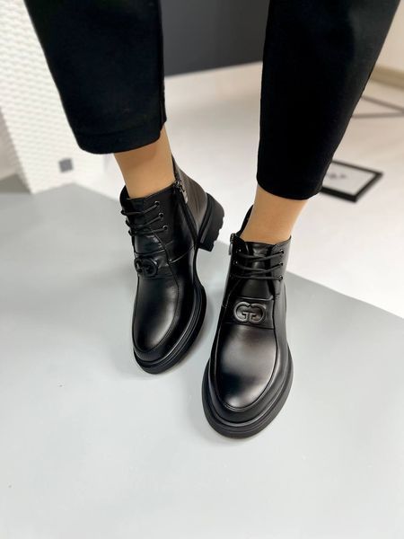 Женские зимние кожаные ботинки со шнуровкой и замком Marise-524-23.5 фото