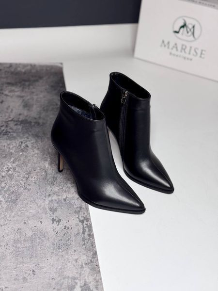 Черные кожаные ботильоны на каблуке 8 см marise-562-26 фото