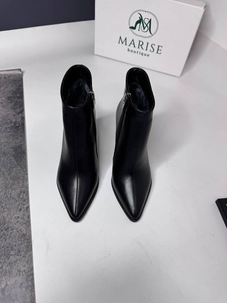 Черные кожаные ботильоны на каблуке 8 см marise-562-26 фото